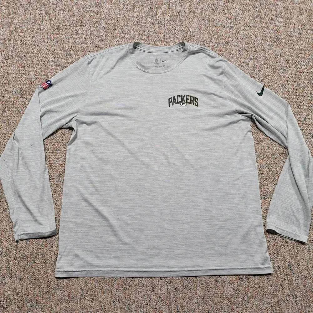 Nike Green Bay Packers Shirt Mens XL Gray Long Sleeve NFL Onfield Dri-FIT Tee